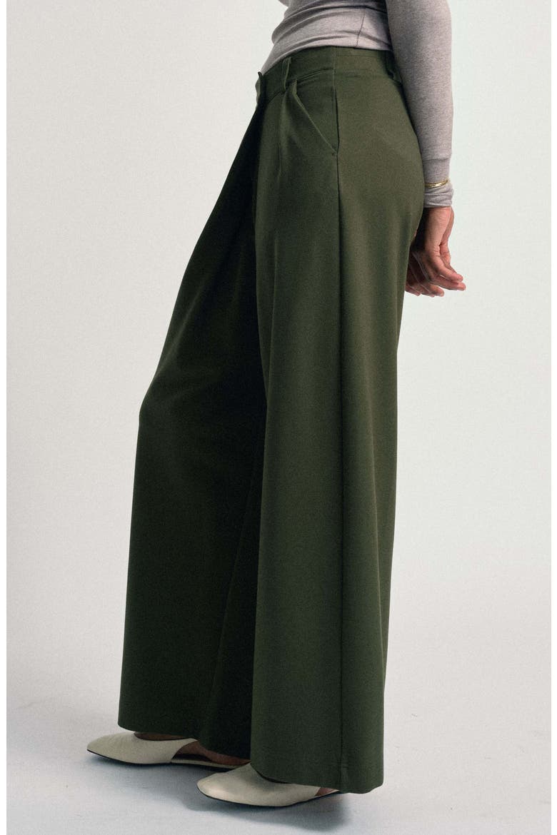 Abi High Waist Wide Leg Ponte Pants, Alternate, color, KOMBU GREEN