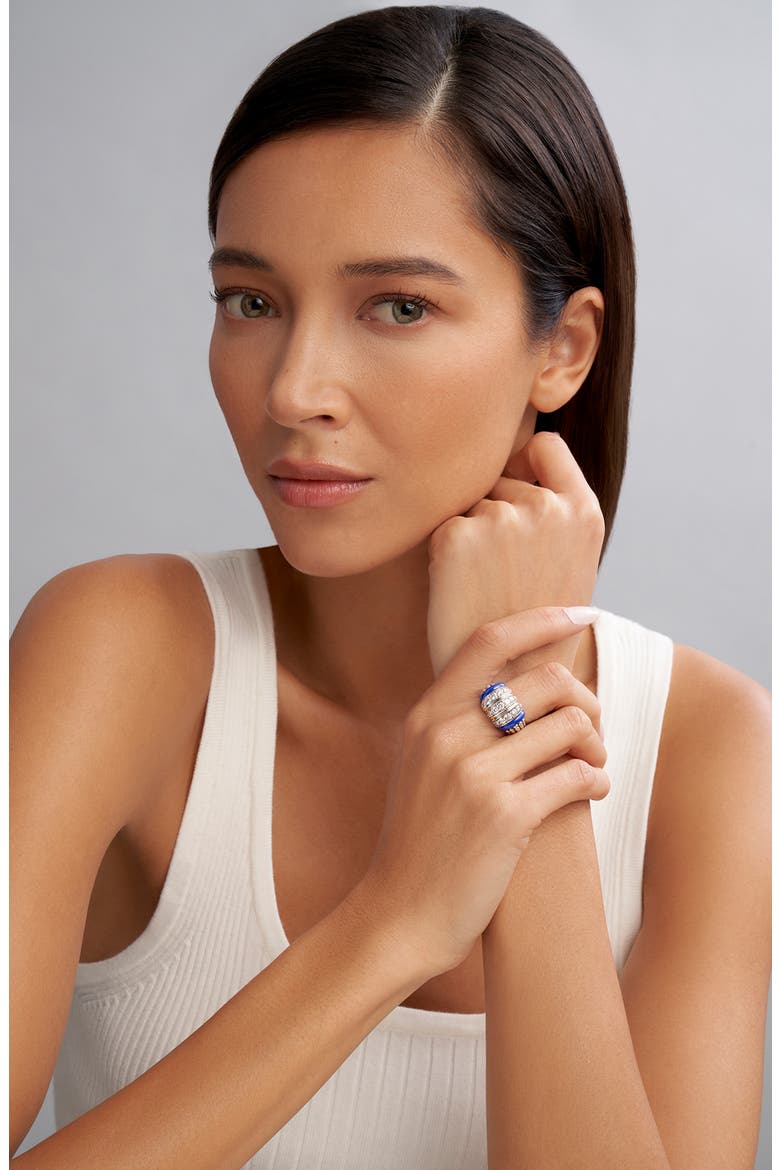 Blue Caviar Diamond & Ceramic Ring, Alternate, color, MARINE