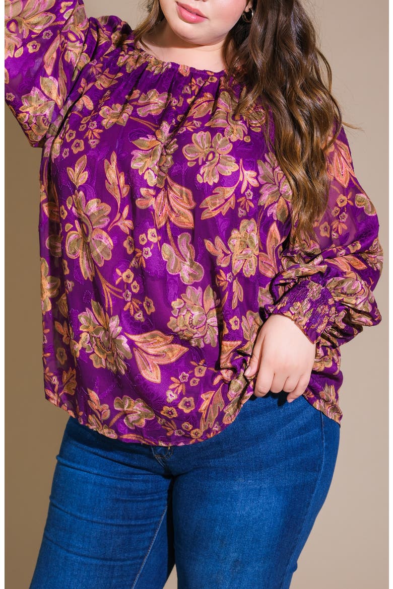 Floral Long Sleeve Top, Alternate, color, PURPLE