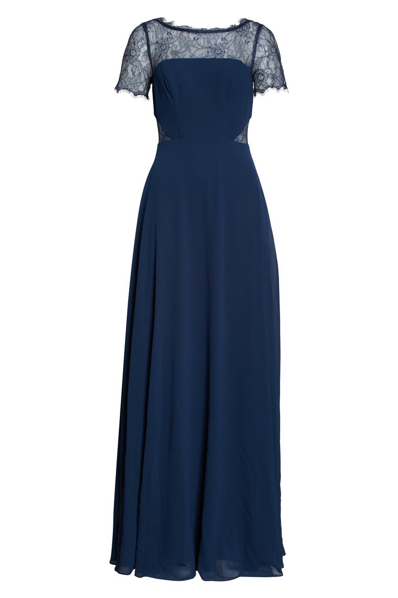 Waiting for Love Lace Gown, Alternate, color, NAVY BLUE