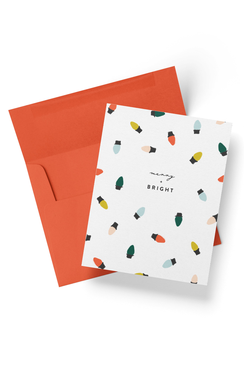 Joy Paper Co. Merry Bright Holiday Lights Boxed Set of 8 Cards, Alternate, color, Colorful Holiday Lights