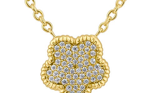 Cz By Kenneth Jay Lane Cubic Zirconia & Faux Tiger's Eye Double Layered Clover Station Necklace In Gold