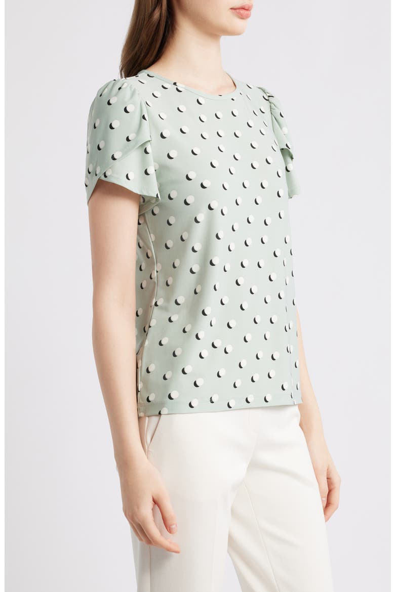 Circle Print Tulip Sleeve Top, Alternate, color, SOFT ALOE MULTI