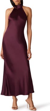 Steve Madden Lara Satin Bias Cut Maxi Dress