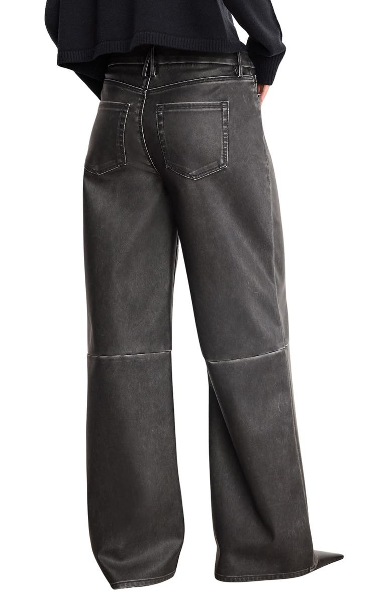 Good American Good Skate Wide Leg Faux Leather Pants, Alternate, color, Black001