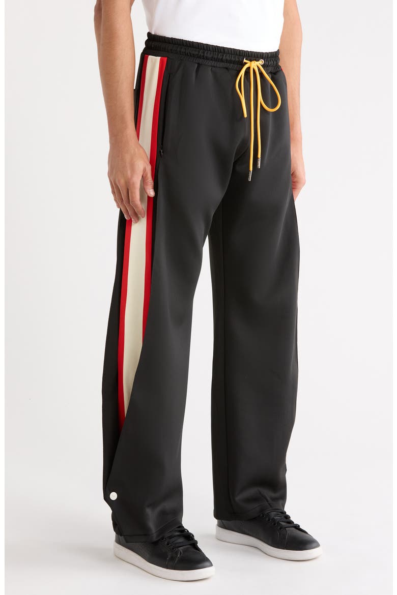 Striped Snap Pants, Alternate, color, BLACK/RED