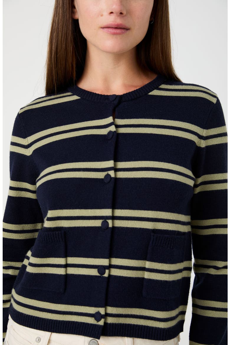 Hester Striped Ribbed Cardigan, Alternate, color, NAVY/ DUSTY GREEN STRIPE