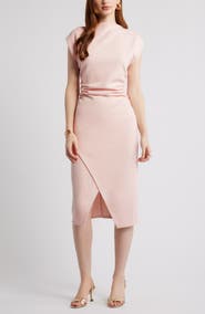 Nordstrom Ruched Funnel Neck Midi Dress