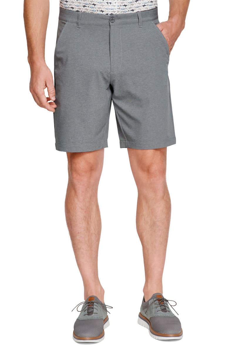 Johnston & Murphy XC4 Performance Flat Front Shorts, Main, color, Grey