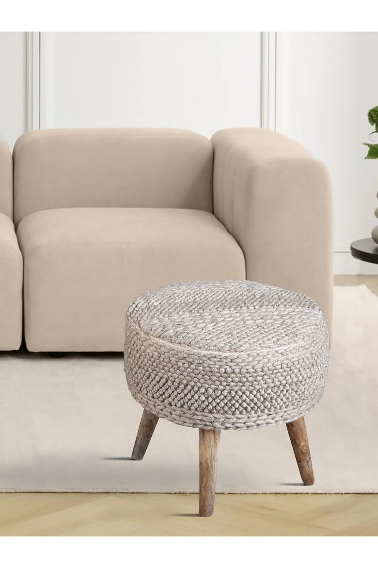 Textured Oversized Handwoven Stool, Alternate, color, Taupe