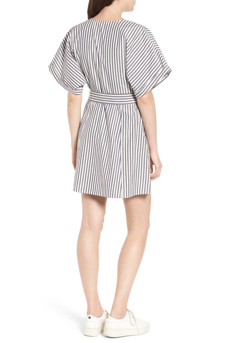 Button Front Dress, Alternate, color, BLACK JERRY STRIPE