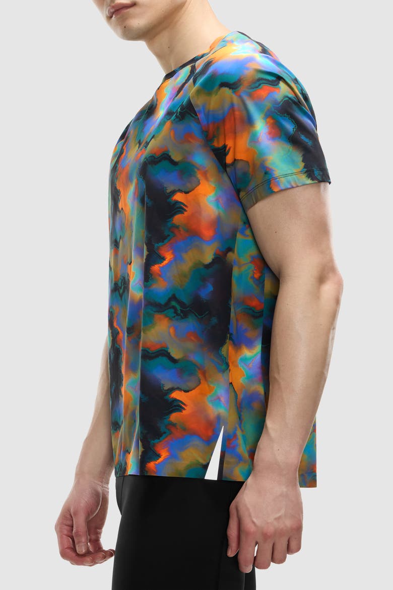 Run Interlock Stride Short Sleeve, Alternate, color, Heatmap Print