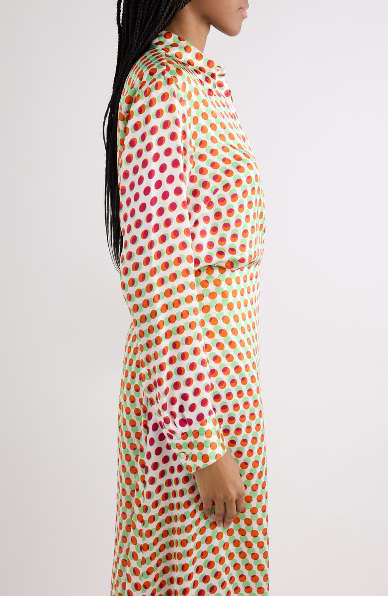 Dries Van Noten Chowy Optical Layered Polka Dot Silk Button-Up Shirt, Alternate, color, Ecru