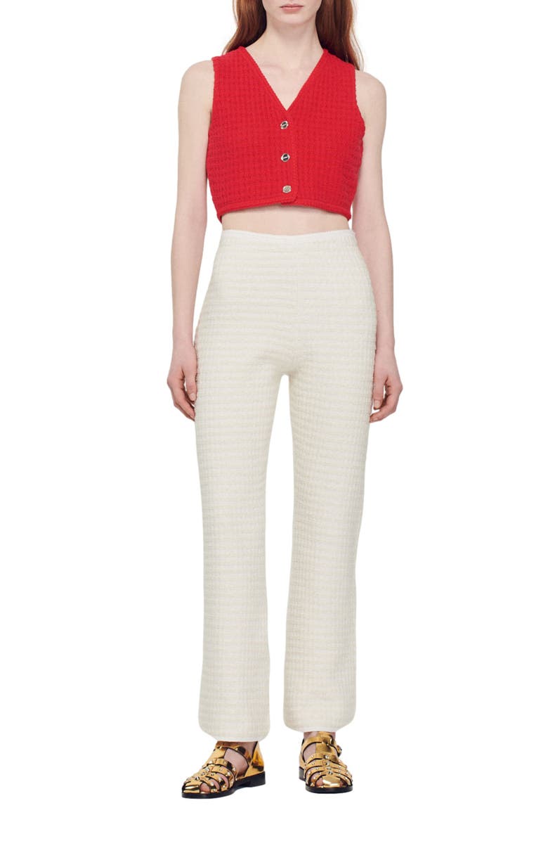 SANDRO Kassim Tweed Trousers, Alternate, color, Ecru