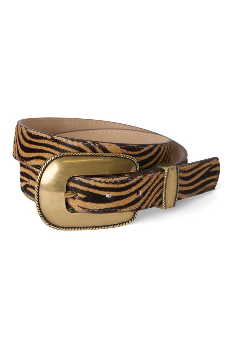 Walker Genuine Calf Hair Belt, Alternate, color, TIGER BRASS