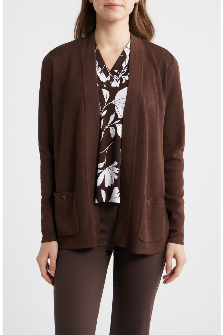 Malibu Open Front Cardigan, Main, color, DARK CHOCOLATE
