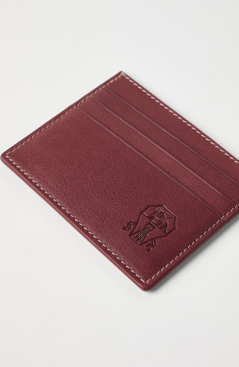 Brunello Cucinelli Calfskin card case, Alternate, color, Burgundy