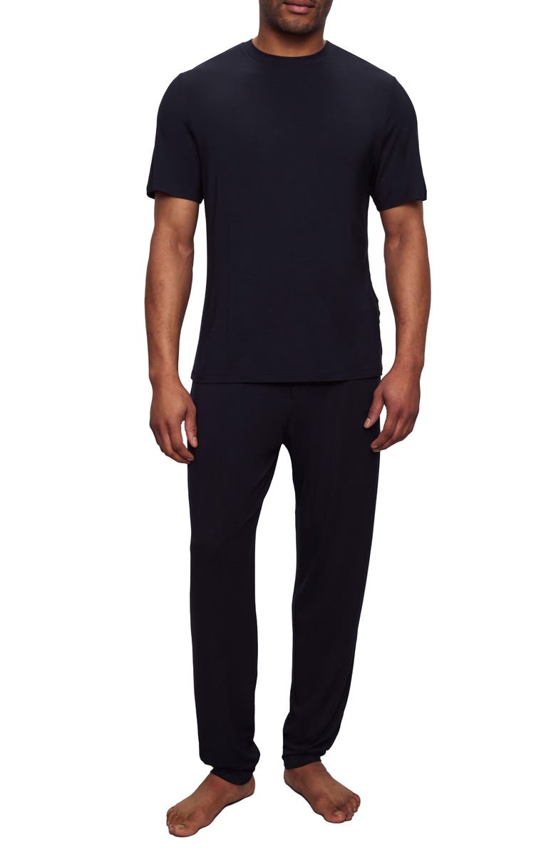 Eberjey Henry Stretch Tencel<sup>®</sup> Modal Short Sleeve Pajamas, Main, color, Black