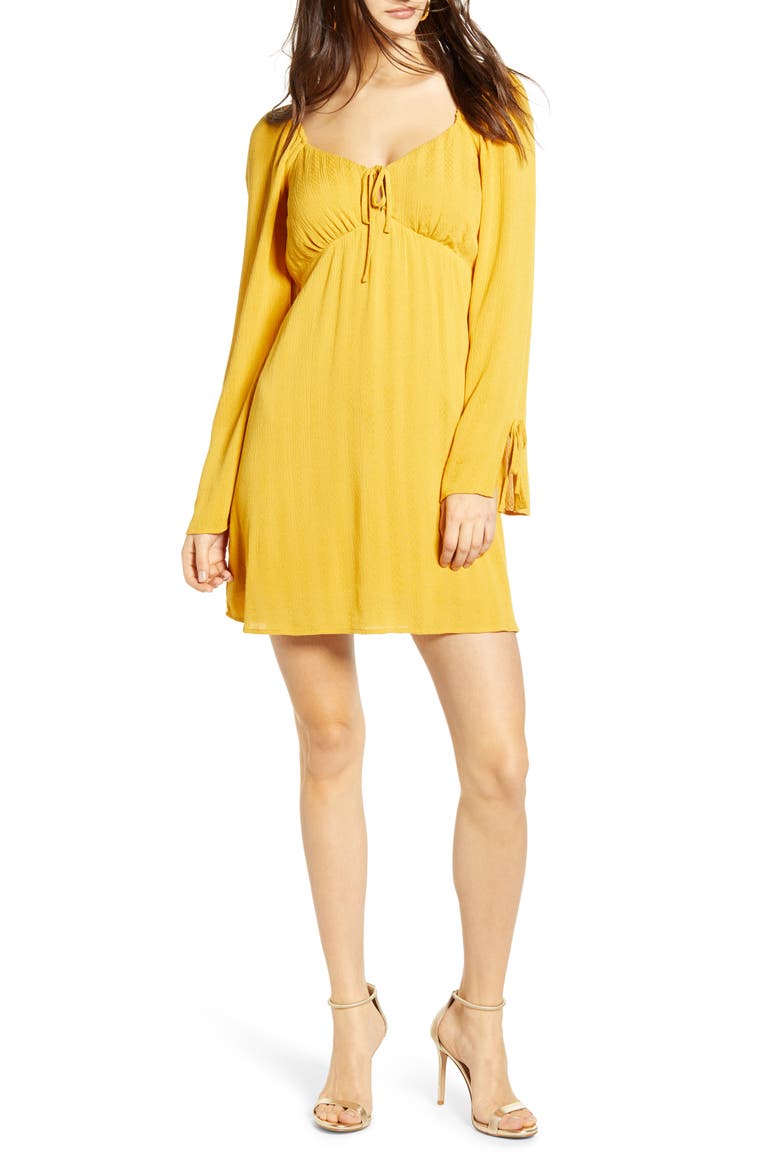 Long Sleeve Minidress, Main, color, YELLOW