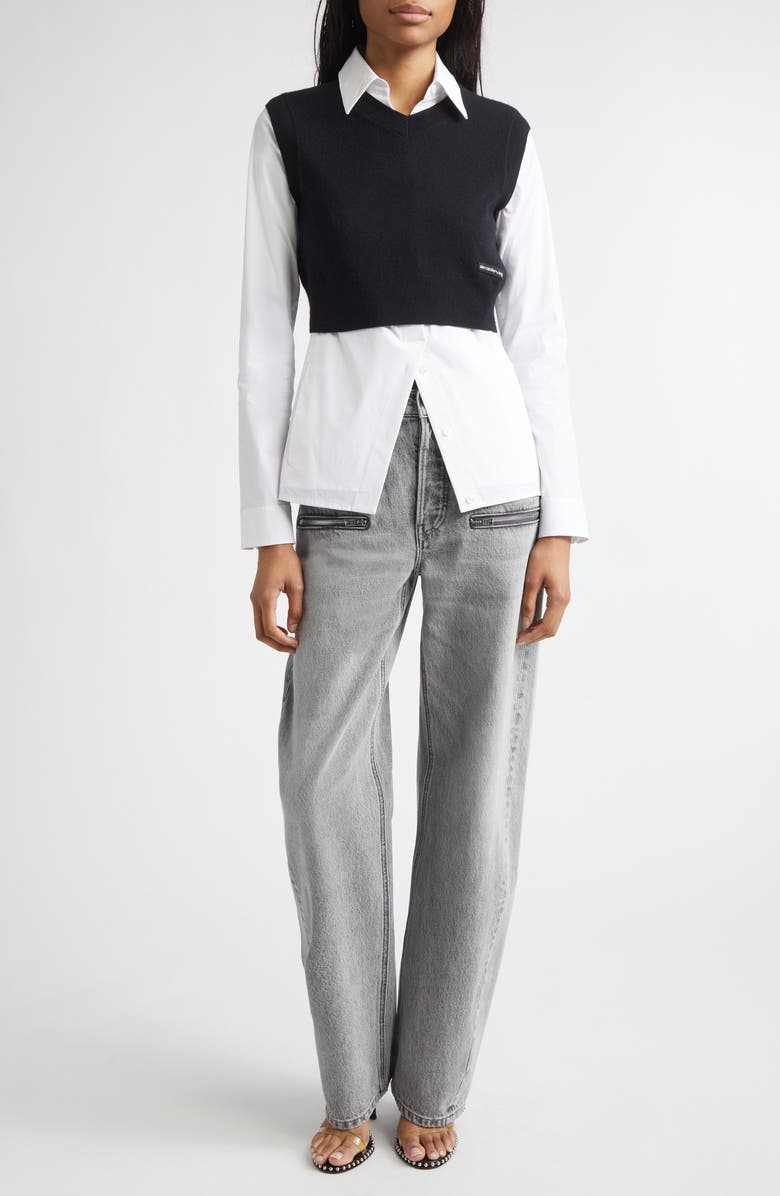 Alexander Wang Silk Prestyle Float Barrel Leg Jeans, Alternate, color, Washed Grey