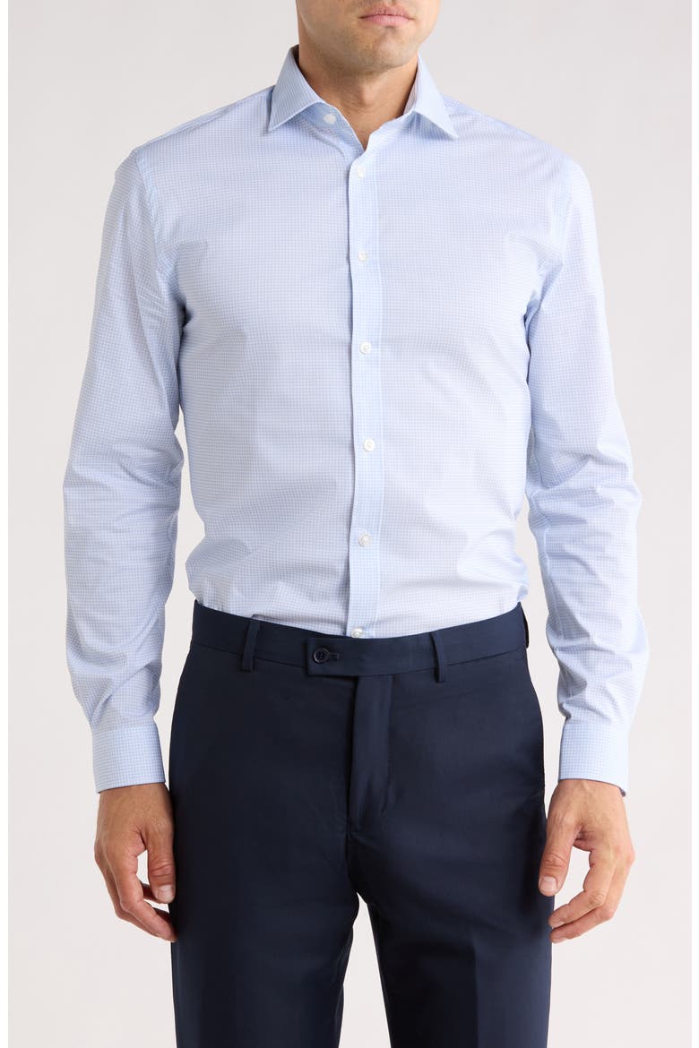 Slim Fit Check Stretch Dress Shirt, Main, color, CLASSIC BLUE