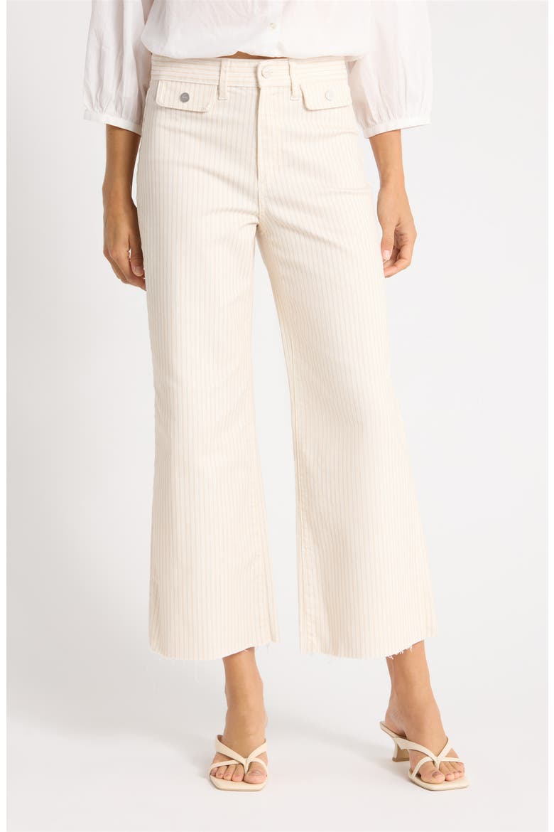 Anessa Button Pocket Raw Hem High Waist Wide Leg Jeans, Main, color, TONAL STRIPE