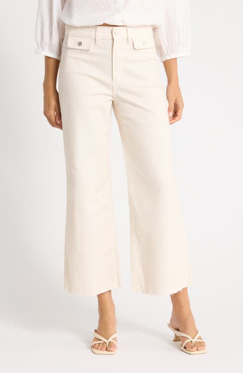 Anessa Button Pocket Raw Hem High Waist Wide Leg Jeans