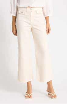 Anessa Button Pocket Raw Hem High Waist Wide Leg Jeans