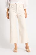 PAIGE Anessa Button Pocket Raw Hem High Waist Wide Leg Jeans