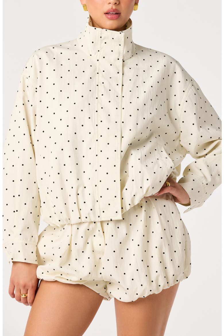 Collins Polka Dot Bomber Jacket, Main, color, IVORY/ BLACK POLKADOT