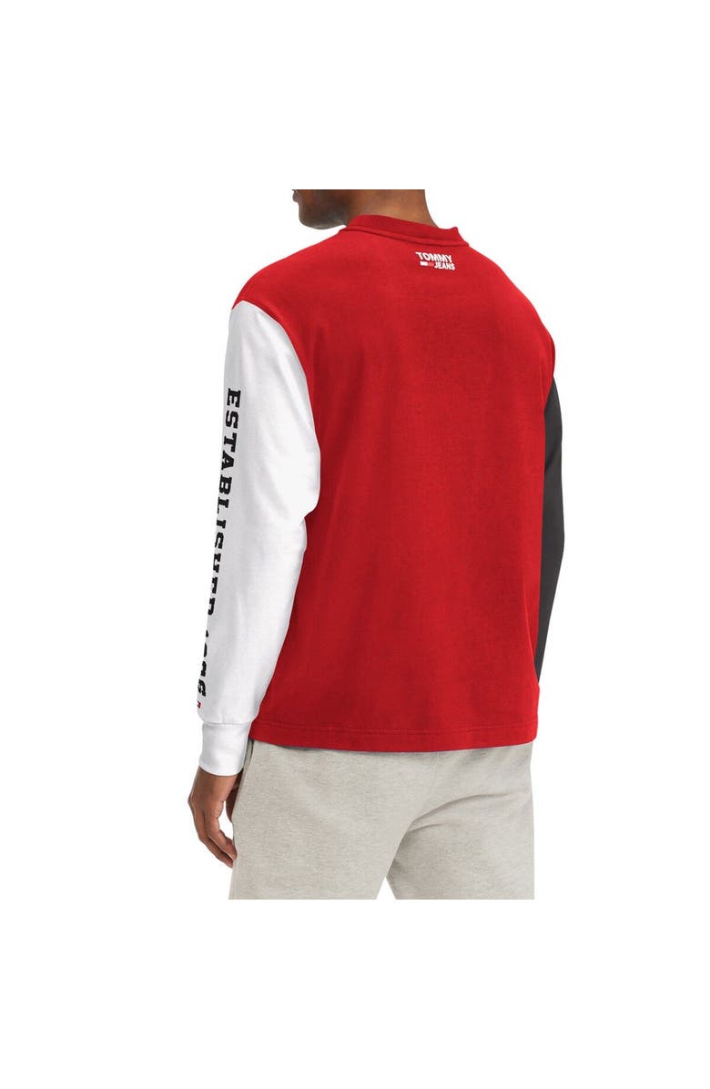 TOMMY JEANS Men's Tommy Jeans Red Chicago Bulls Richie Color Block Long Sleeve T-Shirt, Alternate, color, Red