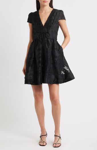 CIEBON Kiara Burnout Satin Fit & Flare Cocktail Dress