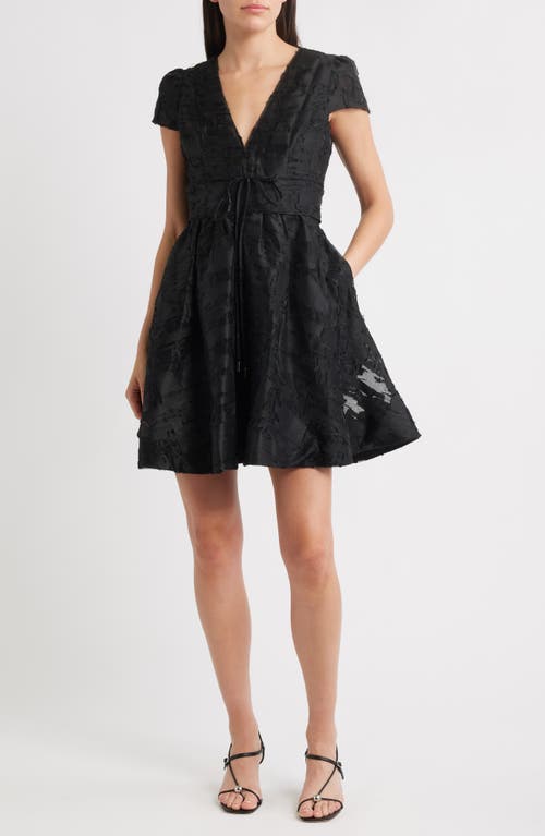 Ciebon Kiara Burnout Satin Fit & Flare Cocktail Dress In Black
