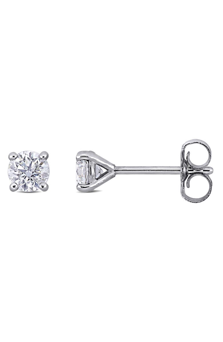 Created Forever 14K White Gold Round Lab Grown Diamond Stud Earrings, Main, color, Silver