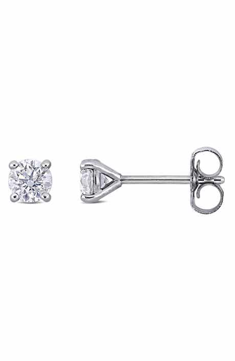 Created Forever 14K White Gold Round Lab Grown Diamond Stud Earrings