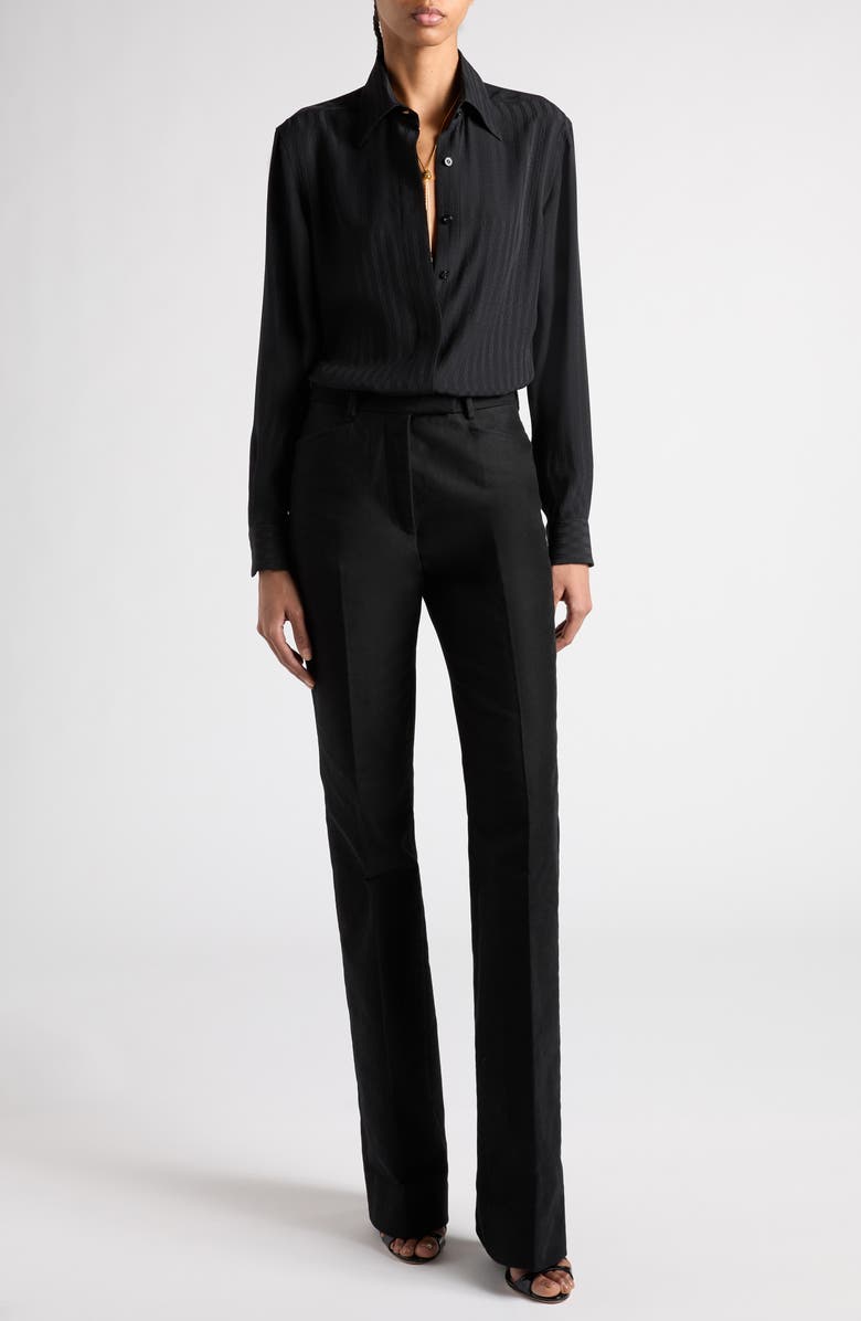 TOM FORD Whitney Stripe Satin Button-Up Shirt, Alternate, color, 