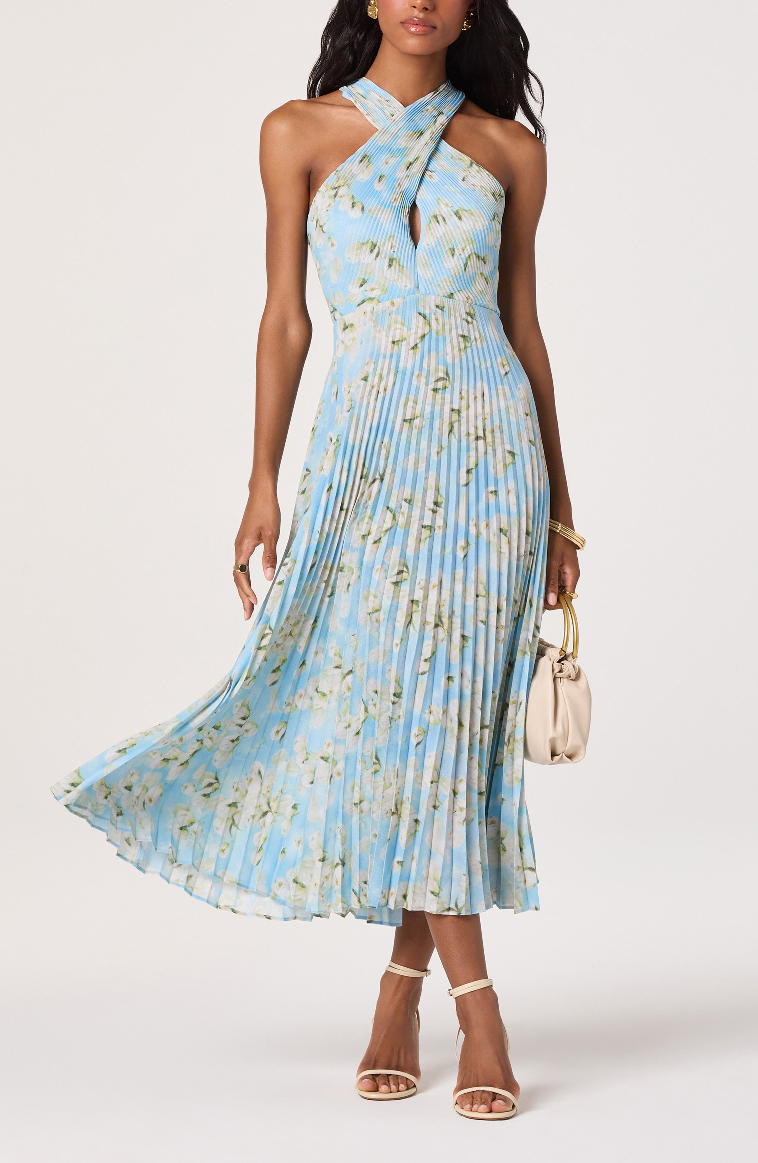 ASTR the Label Samantha Floral Print Halter Dress (Women)
