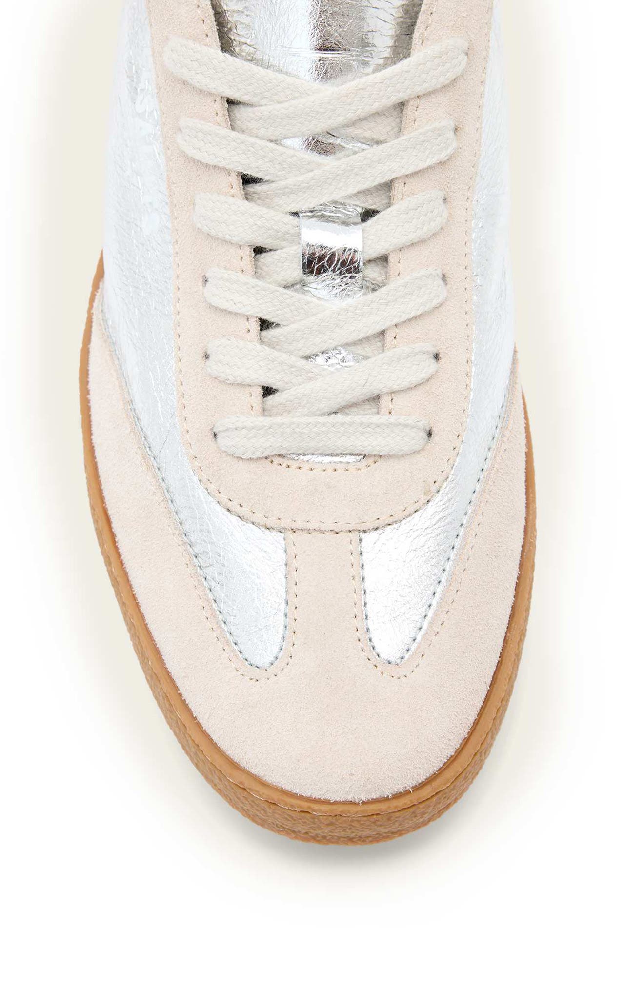 AllSaints Thelma Metallic Sneaker, Alternate, color, Silver/Red
