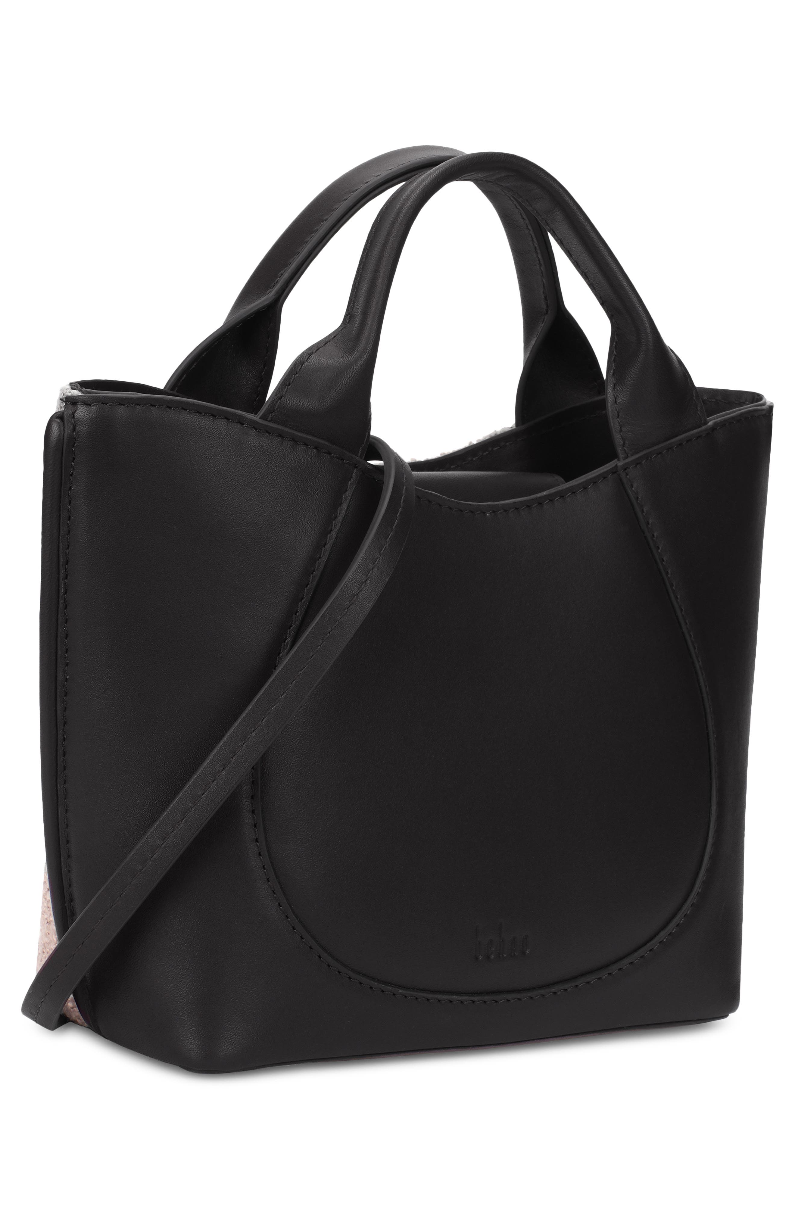 Katrina Mini Bouclé Leather Tote, Alternate, color, PUMICE/ BLACK