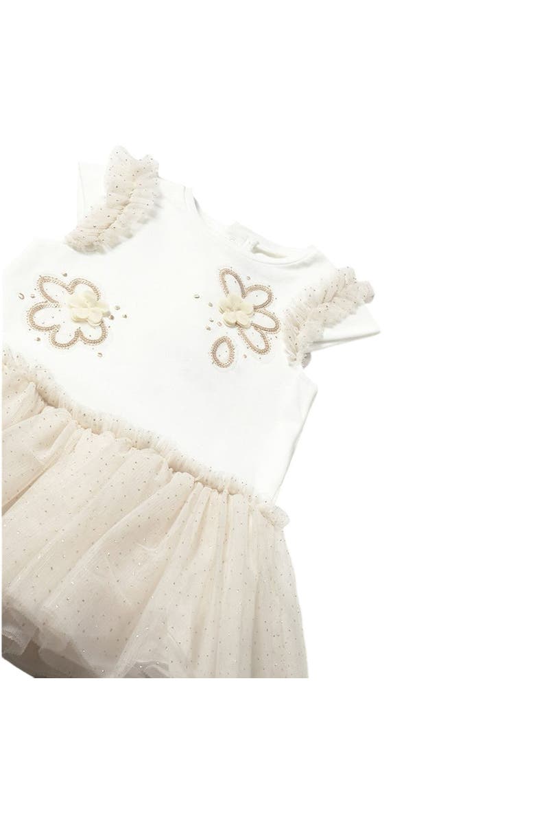 Mayoral Sleeveless Floral Ruffle Dress, Alternate, color, Champagne