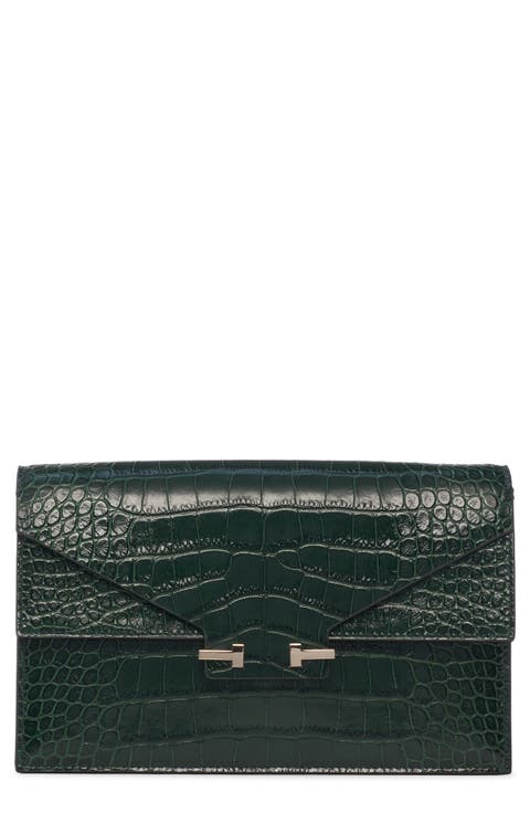 Mini Aube Croc Embossed Leather Shoulder Bag
