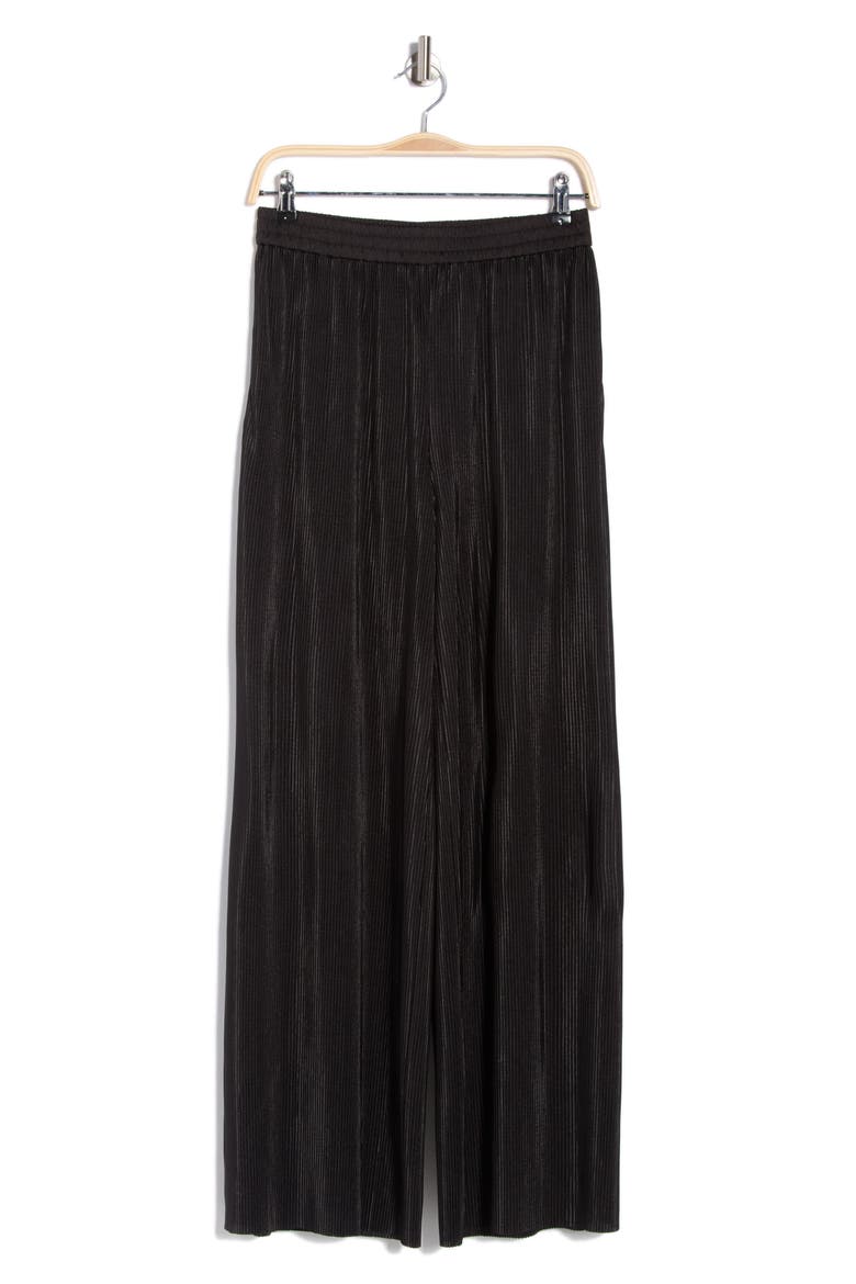 Plissé Charmeuse Pull-On Pants, Alternate, color, BLACK