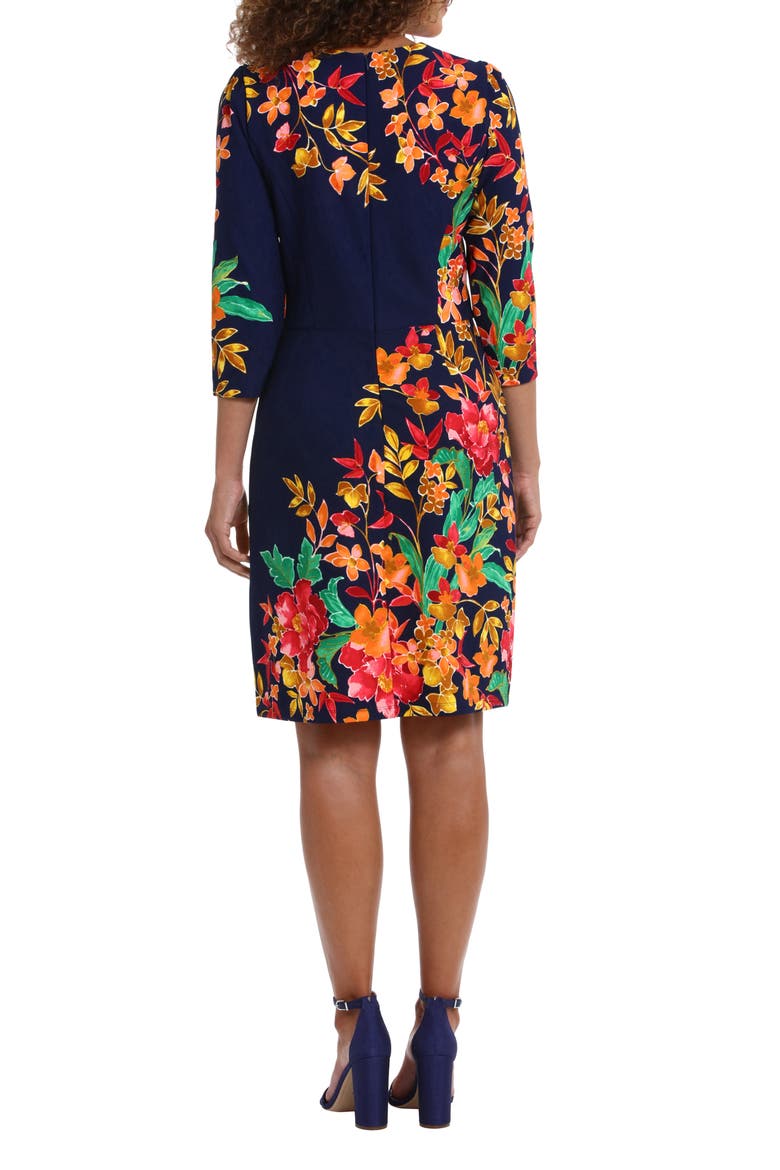 Floral Scuba Sheath Dress, Alternate, color, NAVY CORAL