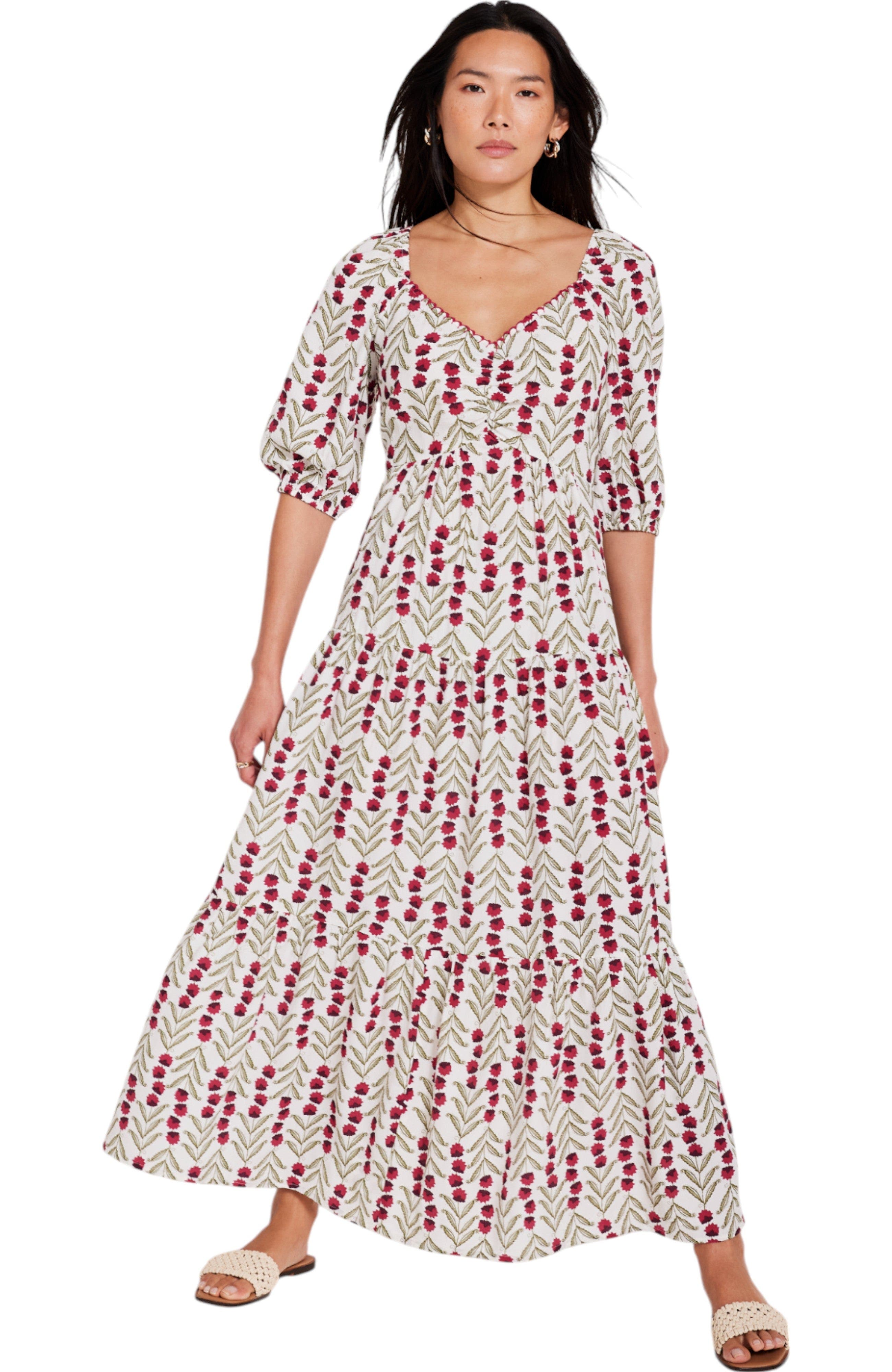 long sleeve corset midi dress MissJophiel Puffy Sleeves Floral Embroidery Green/Champagne / Tea Length / US20W Brand_Extra Wide Sock 32 Waist Kids:4 Broderie Midi Dress in