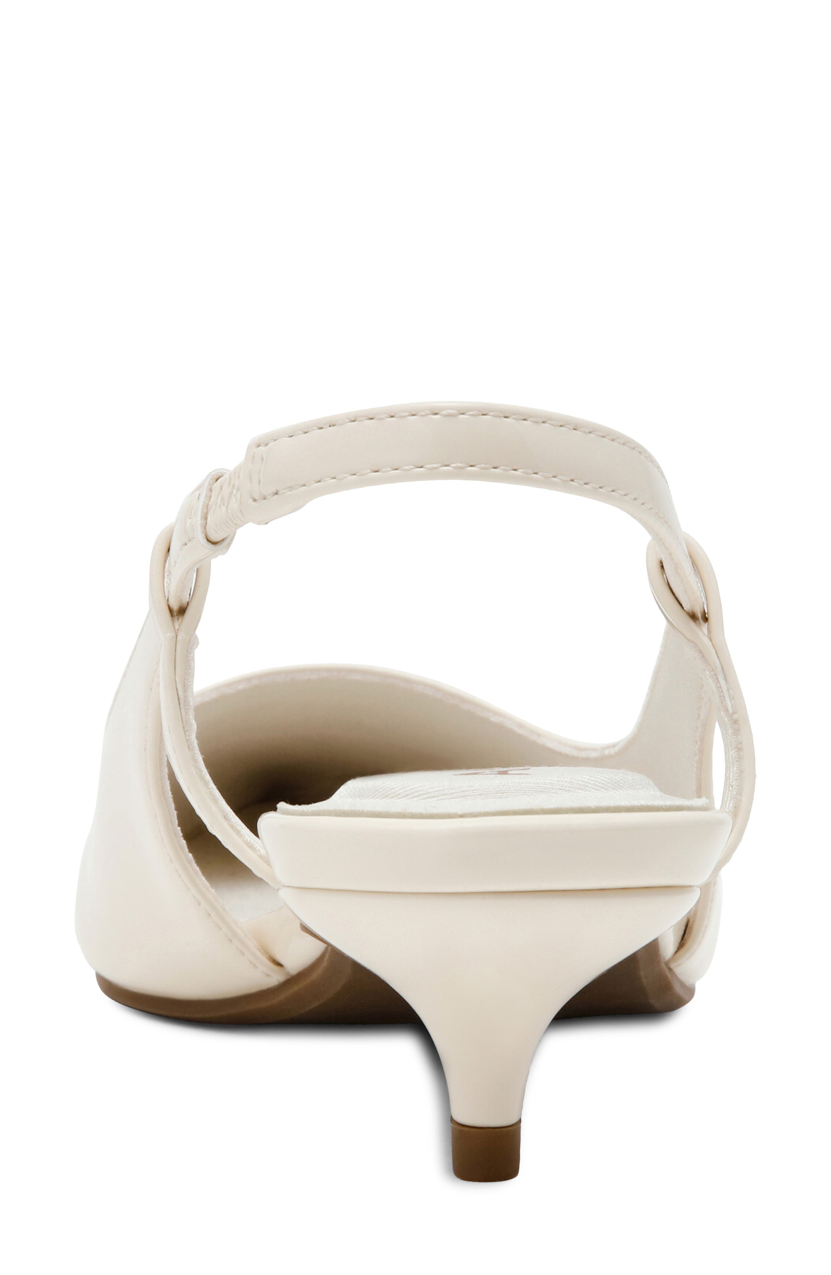 Shorty Slingback Pump, Alternate, color, CREME PATENT PU