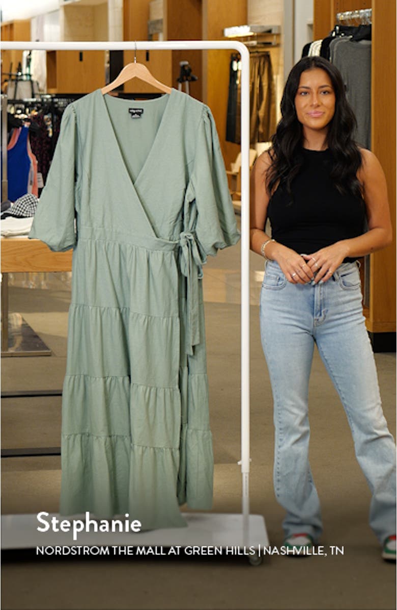 English Rose Linen & Cotton Wrap Maxi Dress, sales video thumbnail