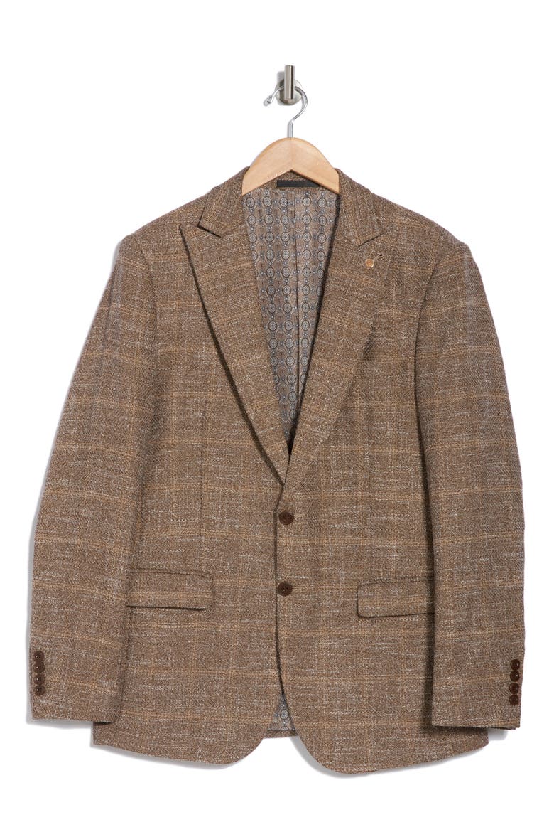 Slim Fit Textured Plaid Blazer, Alternate, color, BEIGE