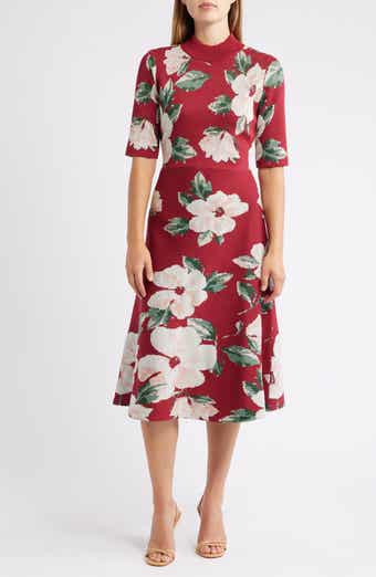 Floral Mock Neck Knit Dress