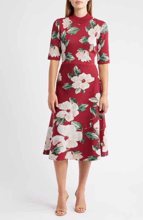Julia Jordan Floral Mock Neck Knit Dress