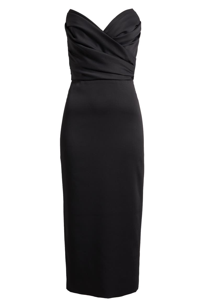 Strapless Crepe Dress, Alternate, color, BLACK